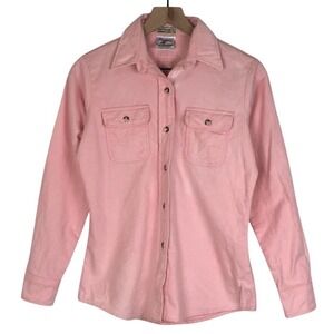 VTG‎ PRENTISS OUTDOORS Chamois Shirt Women's Sz 7/8 Pink Flannel Button Up USA